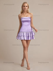 Strapless Satin Short Homecoming Dress