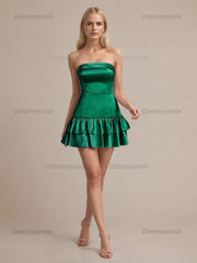 Strapless Satin Short Homecoming Dress