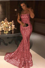Strapless Sequin Mermaid Evening Dress