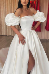 Strapless Sleeveless Court Train A Line Wedding Dress