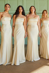 Strapless Sleeveless Floor Length Bridesmaid Dress