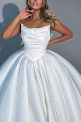Strapless Sleeveless Sweep Train Wedding Dress