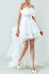 Strapless Sleeveless Sweep Train Wedding Dress