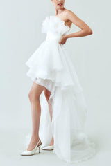 Strapless Sleeveless Sweep Train Wedding Dress
