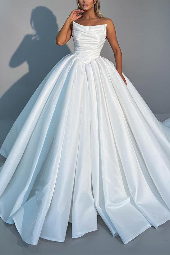 Strapless Sleeveless Sweep Train Wedding Dress