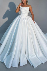 Strapless Sleeveless Sweep Train Wedding Dress
