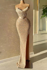 Strapless Sweetheart Mermaid Prom Dress With Long Beads And Sequins