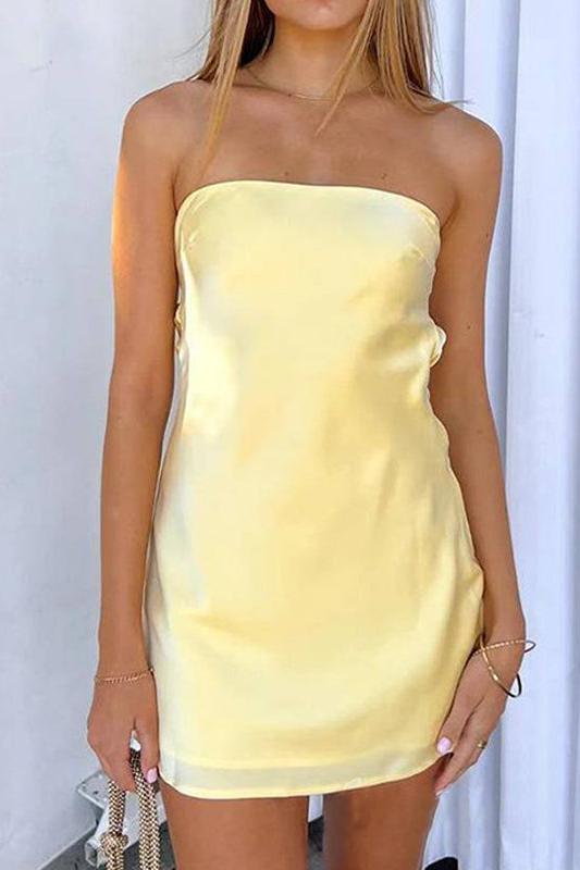 Strapless Tight Homecoming Dress with Open Back