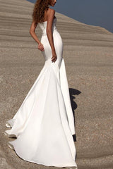 Strapless Trumpet Mermaid Elastic Satin Wedding Dress With Court Train