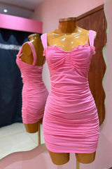 Straps Sweetheart Bodycon Short Homecoming Dress
