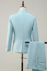 Stylish 2-Piece Light Blue Notched Lapel Men's Prom Suit