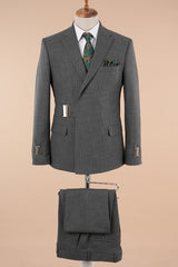 Stylish Gray Notched Lapel Slim Fit 2 Piece Prom Suit