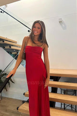 Stylish Sheath Spaghetti Straps Pink Party Dress With Criss Cross Back Formal Evening Gown