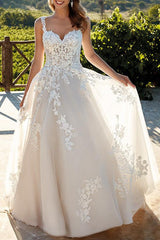 Sweetheart A Line Lace Wedding Dress with Sweep Train