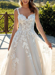 Sweetheart A Line Lace Wedding Dress with Sweep Train
