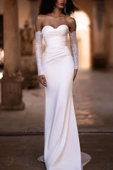 Sweetheart Elegant Lace Long Sleeves Bridal Gowns