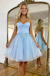 Sweetheart Glitter Tulle Mini Dress with 3D Floral Waist Detail Homecoming Dresses
