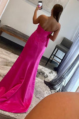 Sweetheart Hot Pink Prom Dress Long Evening Dress with Split Front