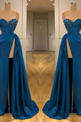 Sweetheart Lace Appliques Prom Dress Long With Split