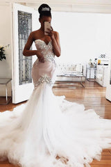 Sweetheart Lace Wedding Dress Sleeveless Mermaid Bridal Dress