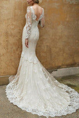 Sweetheart Long Sleeves Lace Wedding Dress Trumpet/Mermaid Style