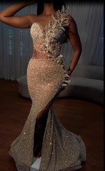 Sweetheart Mermaid Sequins Prom Dress Long With Slit