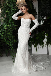 Sweetheart Mermaid Wedding Dress 3D Flowers Bridal Gown