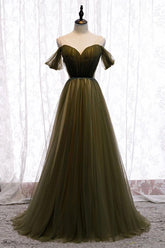 Sweetheart Prom Dress Tulle Green Long Evening Dress