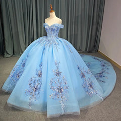 Sweetheart Quinceanera Dress Ball Gown Romantic Beading Off The Shoulder Sweet 16 Dress