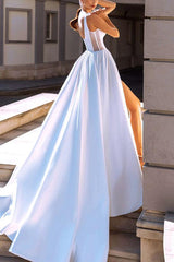 Sweetheart Satin Wedding Dress with High Split Front