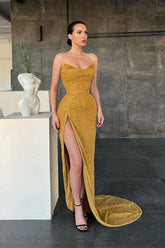 Sweetheart Sequins Mermaid Long Evening Dress with Split