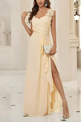 Sweetheart Sleeveless Floor Length Chiffon Bridesmaid Dress With Lace
