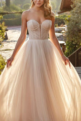 Sweetheart Sweep Train Tulle Ball Gown Wedding Dress