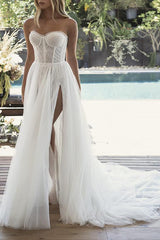 Sweetheart Tulle Wedding Dress With Split Front