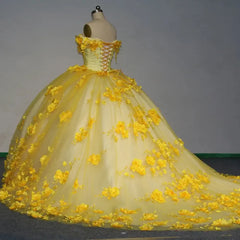 Sweetheart Yellow Quinceanera Dress Off The Shoulder Party Dress Ball Gown Sweet 16 Party Dress