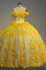 Sweetheart Yellow Quinceanera Dress Off The Shoulder Party Dress Ball Gown Sweet 16 Party Dress