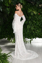 Sweetheart Beach Wedding Dress Long Sleeve Lace Sheath/Column Bridal Gown