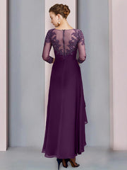 Tea Length Mother of the Bride Dresses with A Line and Scoop Necklines
