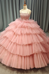 Tiered Spaghetti Straps Quinceanera Dress Ball Gown Sweet 16 Dress
