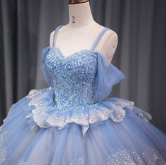Tiered Spaghetti Straps Quinceanera Dress Off The Shoulder Ball Gown Sweet 16 Dress