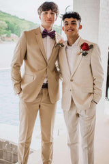 Timeless Khaki Notched Lapel Men's Prom Wedding Suit