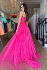 Tulle A Line Sweetheart Corset Evening Dress