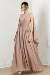 V Neck A Line Long Dresses for the Mother of the Bride