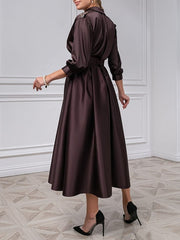 V Neck A Line Gown with 3/4 Sleeves and Beading for the Mother of the Bride
