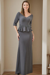 V Neck Mother of the Bride Trumpet Mermaid Dresses Featuring Ruffles and Appliques