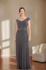 V Neck Ruched Sheath Column Mother of the Bride Dresses with Beading