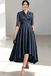 V Neck Tea Length Sheath Column Dresses for the Mother of the Bride