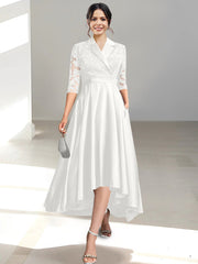 V Neck Tea Length Sheath Column Dresses for the Mother of the Bride