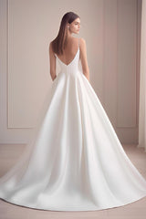 V neck Ball Gown Wedding Dress With Sweep Train