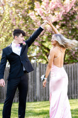 Vintage Column Satin Spaghetti Straps Sleeveless Formal Dress With Appliques